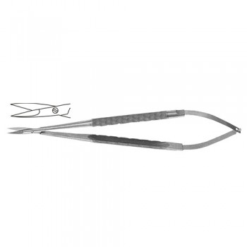Micro Suture Cutting Scissor Round Handle- One Serrated Cutting Edge - Straight Stainless Steel, 18 cm - 7"